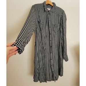Black and White Checkered Shirt Dress